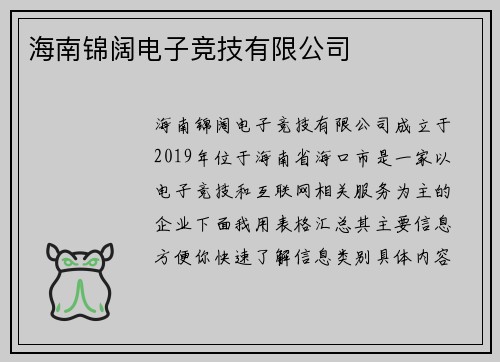 海南锦阔电子竞技有限公司